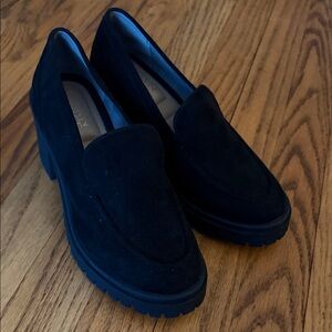 Crown Black Suede Platform Loafers
